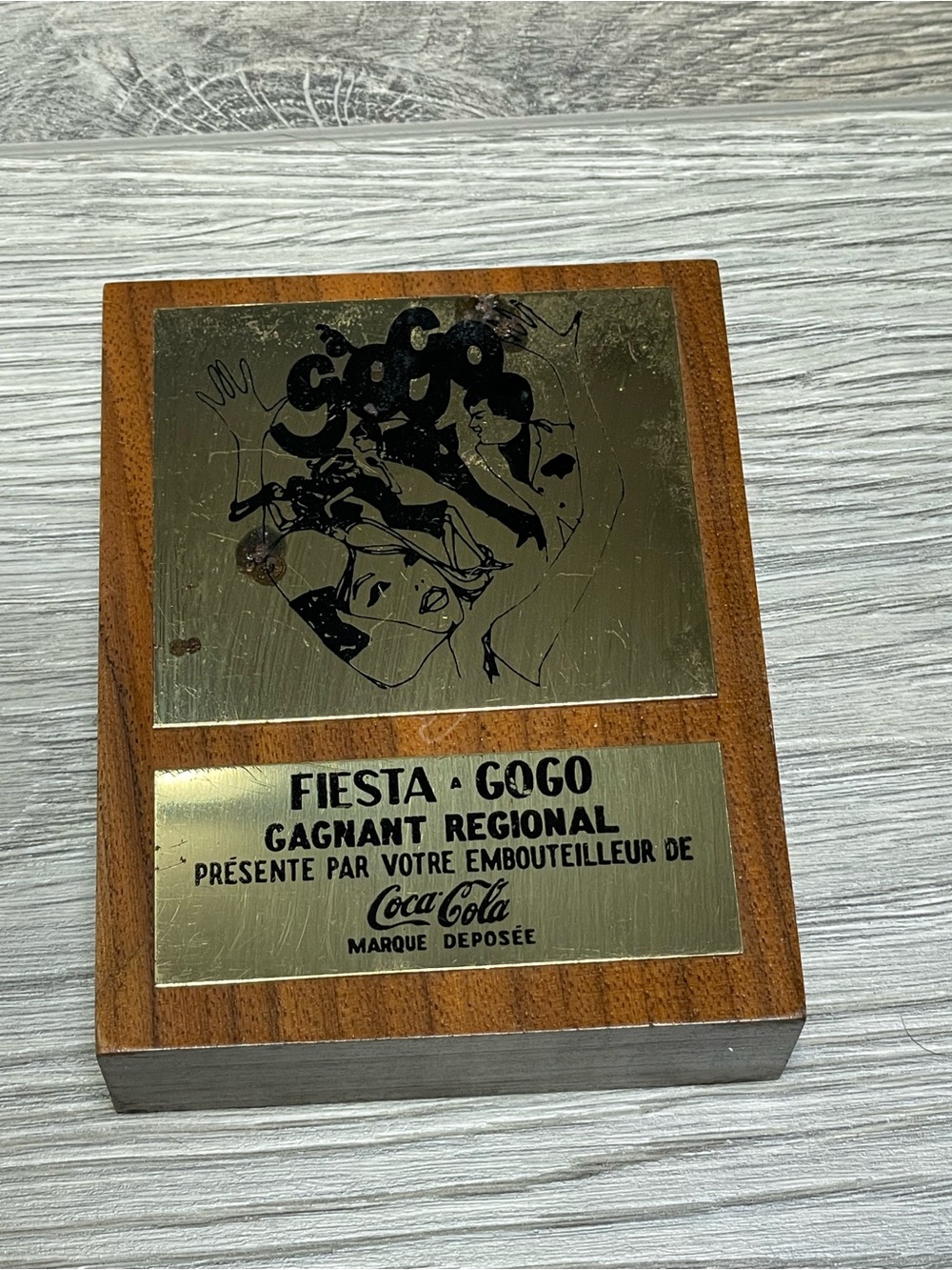 Vintage 1960s Coca-Cola Fiesta A Gogo Regional‎ Winner Wooden Plaque Sign Music